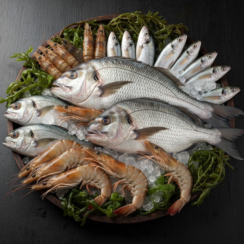 Fresh tropical seafood and fish